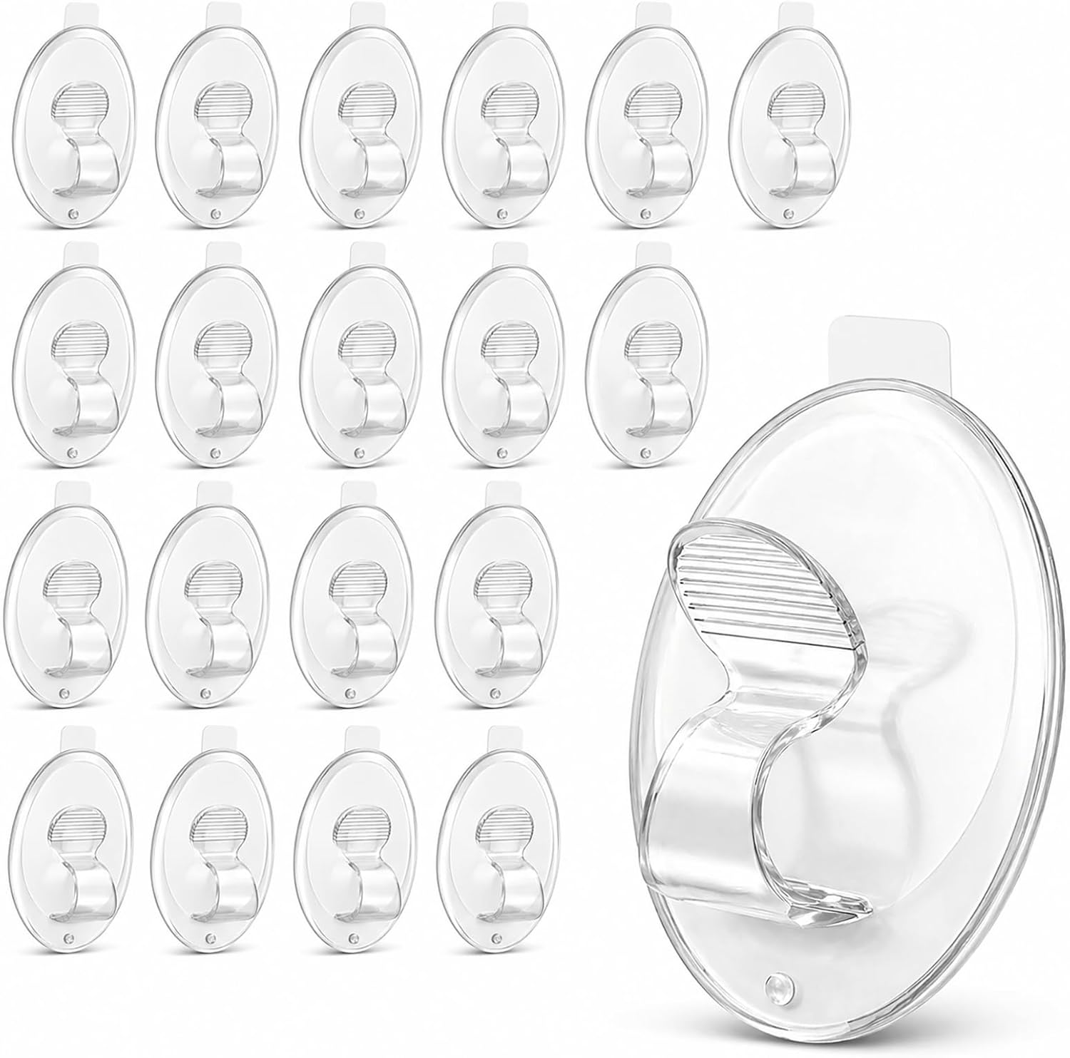 Hooks Lights Clips Outdoor String - 3X Stronger Adhesion 20Pcs Clear Heavy Duty Hangers Waterproof Adhesive - Sticky Removable 0 Residue No Drill Indoor Garage - for Patio Fence Gutters Wall Christmas