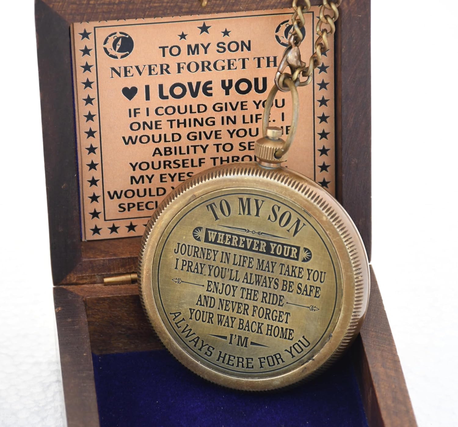 Bussola in ottone "To My Son", regalo per figlio di papà, citazione incisa, 5,1 cm, metallico, montaggio da tavolo