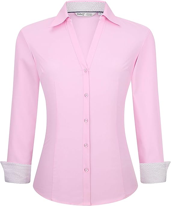 Esabel.C Womens Button Down Shirts Long Sleeve Regular Fit Bamboo Stretch Work Blouse