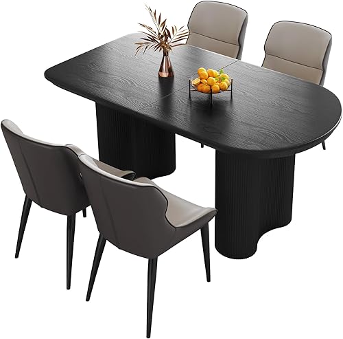 Miniatura 17 de Juego de comedor de 5 piezas, mesa de comedor moderna de 55.11 pulgadas con 4 sillas, juego de mesa de cocina blanca para 4 personas, mesas de