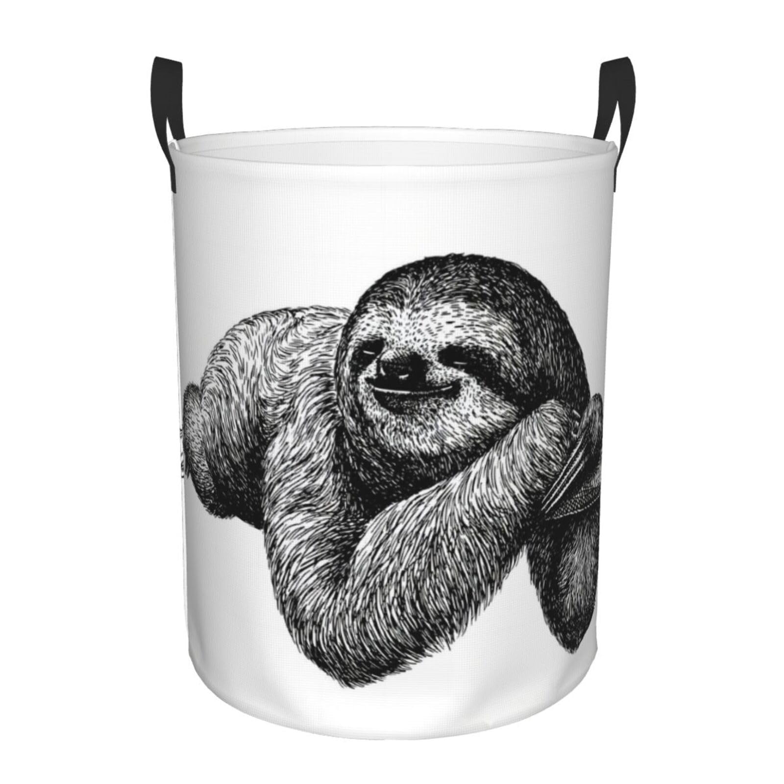 S Circular Hamper Sloth Print for Dirty Clothes