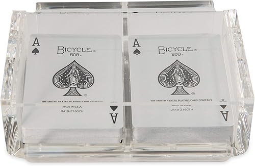 Miniatura 2 de La Canasta - Juego de bandeja para cartas con 2 barajas de cartas en caja acrílica con tapa deslizante y base giratoria, mantiene la pila de cartas