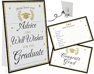 Graduate Advice & Well Wishes Cards, 1 Graduation Sign And 50 Advice Cards, Advice & Well Wishes for the Graduate, Graduation Decorations, Graduation Decorations Class, Grad Party Idea 08