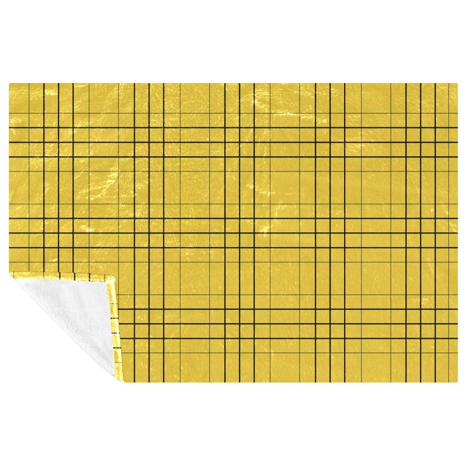 Plaid jaune imprimé 150x100 cm couverture douce et chaude de lit