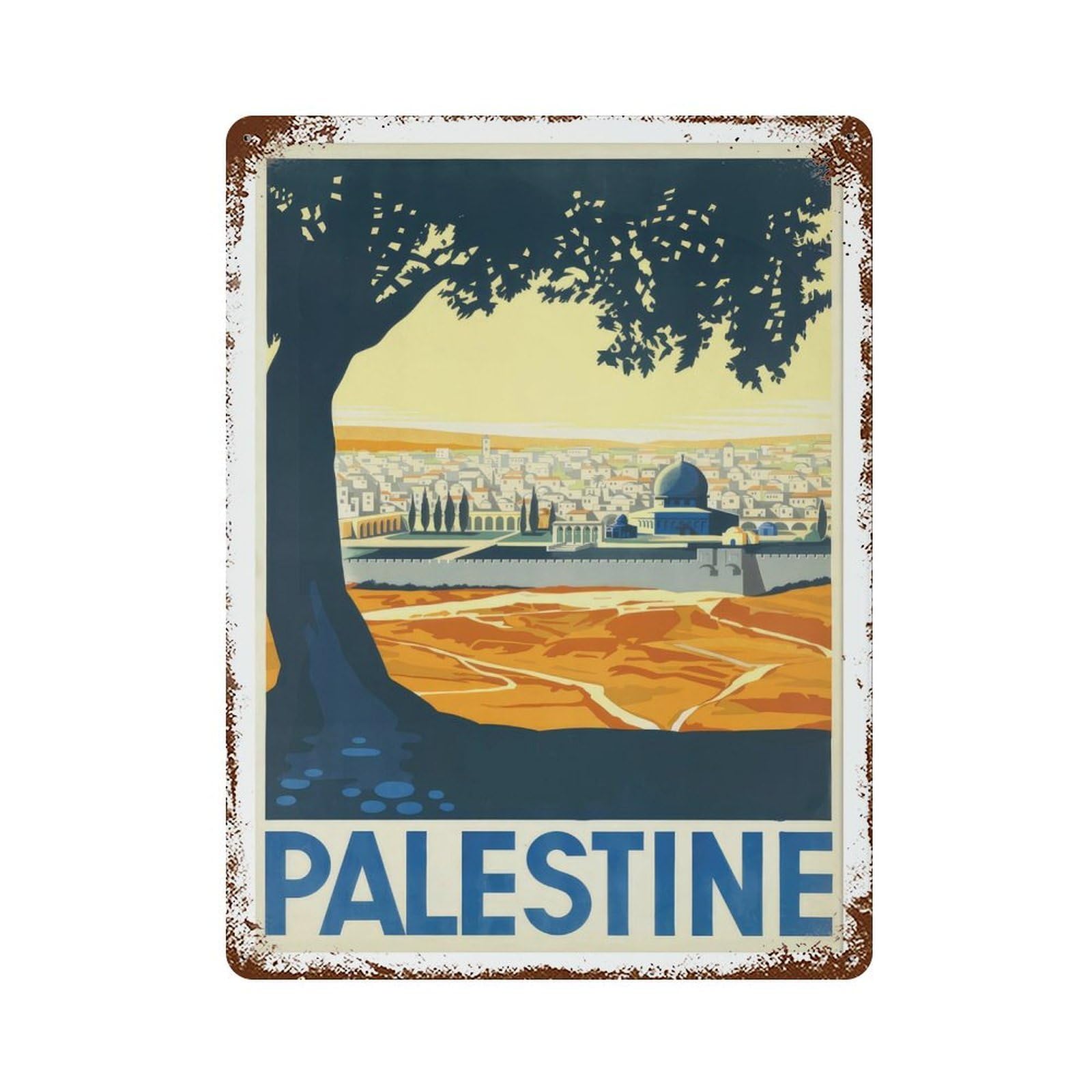 xiaoxiaoshen Retro Palestine Vintage Travel Map Wall Decor Art Metal Tin Poster Modern Home Decor Art Home Bar Shop Decorations Vintage Sign 40x30cm