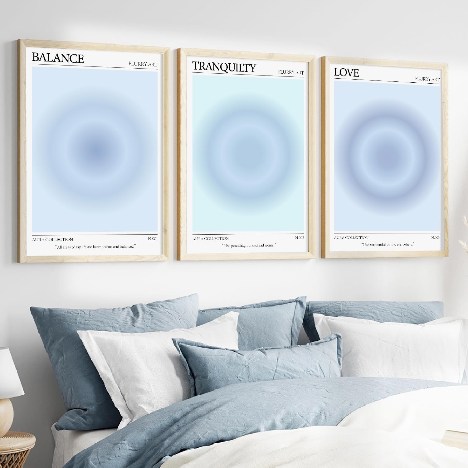 Mastraxin Positive Aesthetic Wall Art Trendy Blue Prints Gradient Poster Aesthetic Blue Paintings Spiritual Aura Poster Retro Prints for Room Bedroom 16x24inch Unframed