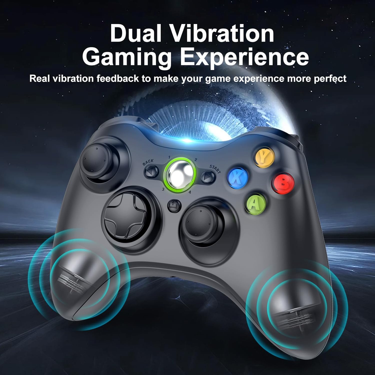 DYONDER Wireless Controller for Xbox 360,2.4GHZ Gamepad Joystick Controller Remote for PC Windows 7/8/10 with Receiver Adapter(Black)