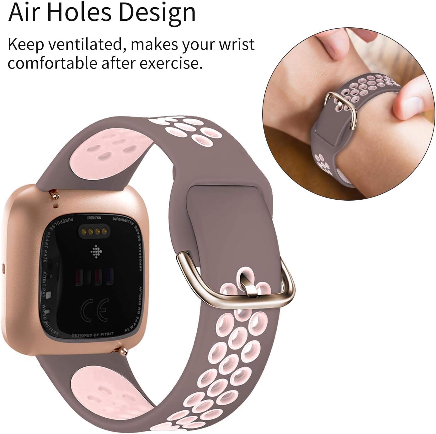 Acrbiutu Bands Compatible with Fitbit Versa/Versa 2 / Versa Lite, Soft Silicone Breathable Replacement Sport Accessory Watch Strap Wristband for Women Men