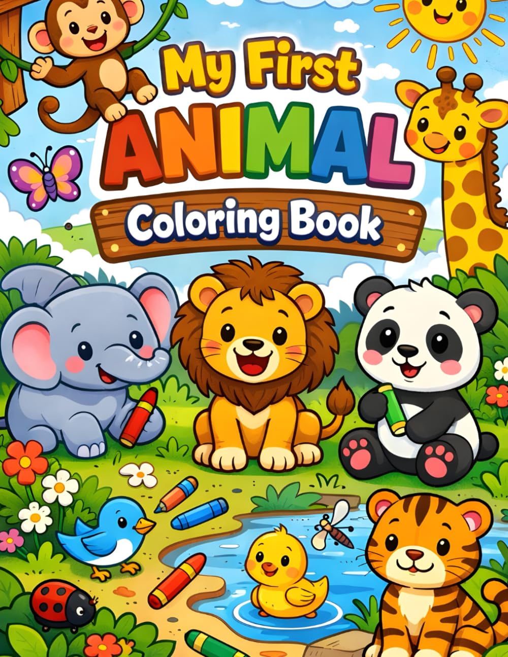 Cute Animals Coloring Book for Kids Ages 3 to 6: Fun Animal Coloring Pages to Boost Creativity and Skills in Young Learners