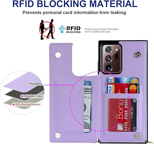 Miniatura 2 de Funda tipo cartera cruzada para Samsung Galaxy Note 20 Ultra con soporte para ranura para tarjetas de bloqueo RFID, funda magnética con tapa, bolso