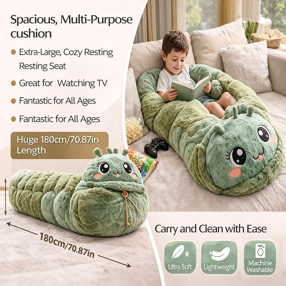 Hugging Caterpillar Sleeping Bags Plush Cocoon Full Body Lounger for Adults Indoor Nap Pod Cozy Reading Nest Soft Pull Cord Plush Comfort Breathable Portable Lightweight Home Office Rest Sleeping Bag