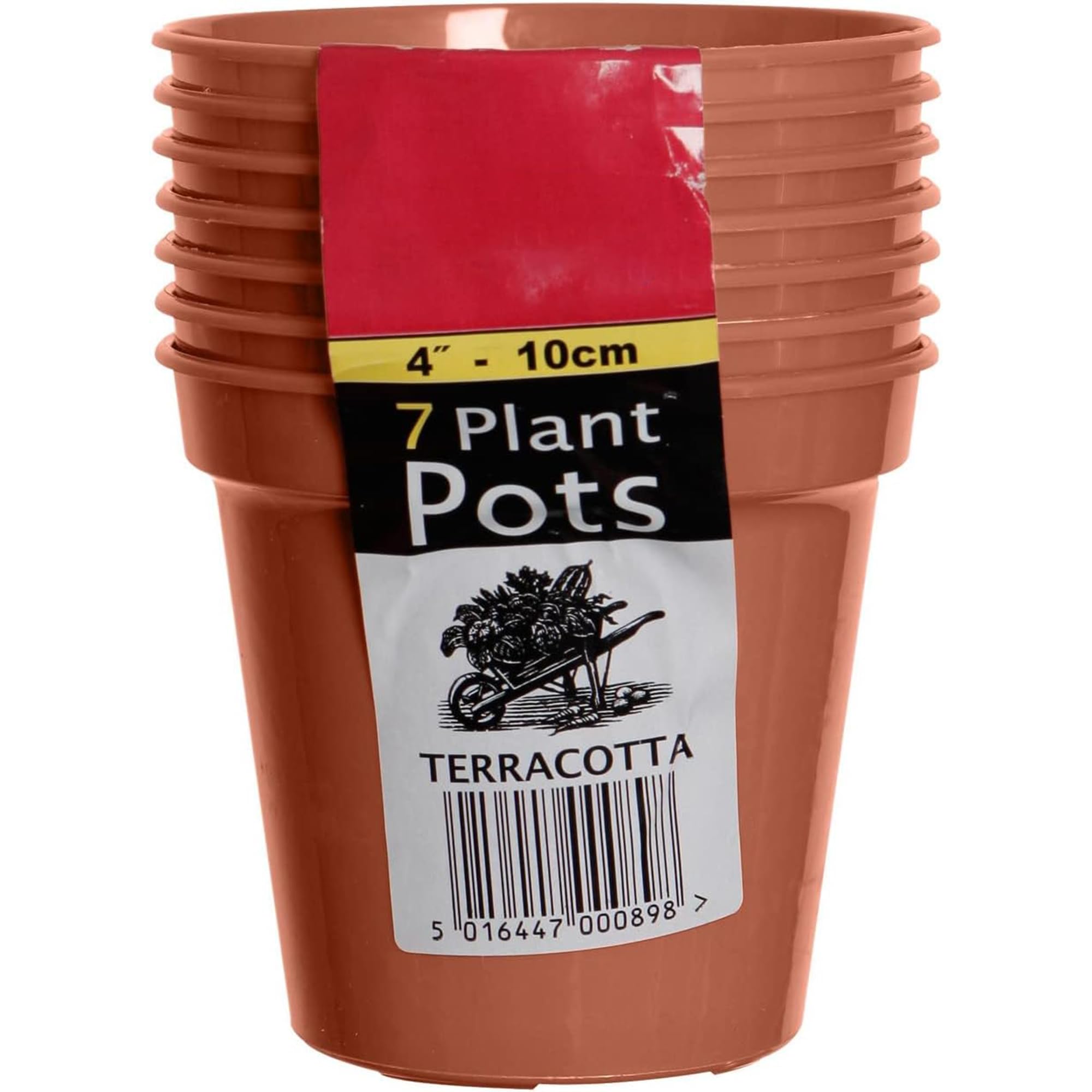 ANGIX 10cm Terracotta Plant Pots - Premium Glossy Plastic Reusable Flower Pots for Indoor & Outdoor Plants, Herbs - Ideal for Cultivation of Cuttings or Pricking Out - Garden Planters (Set of 7)