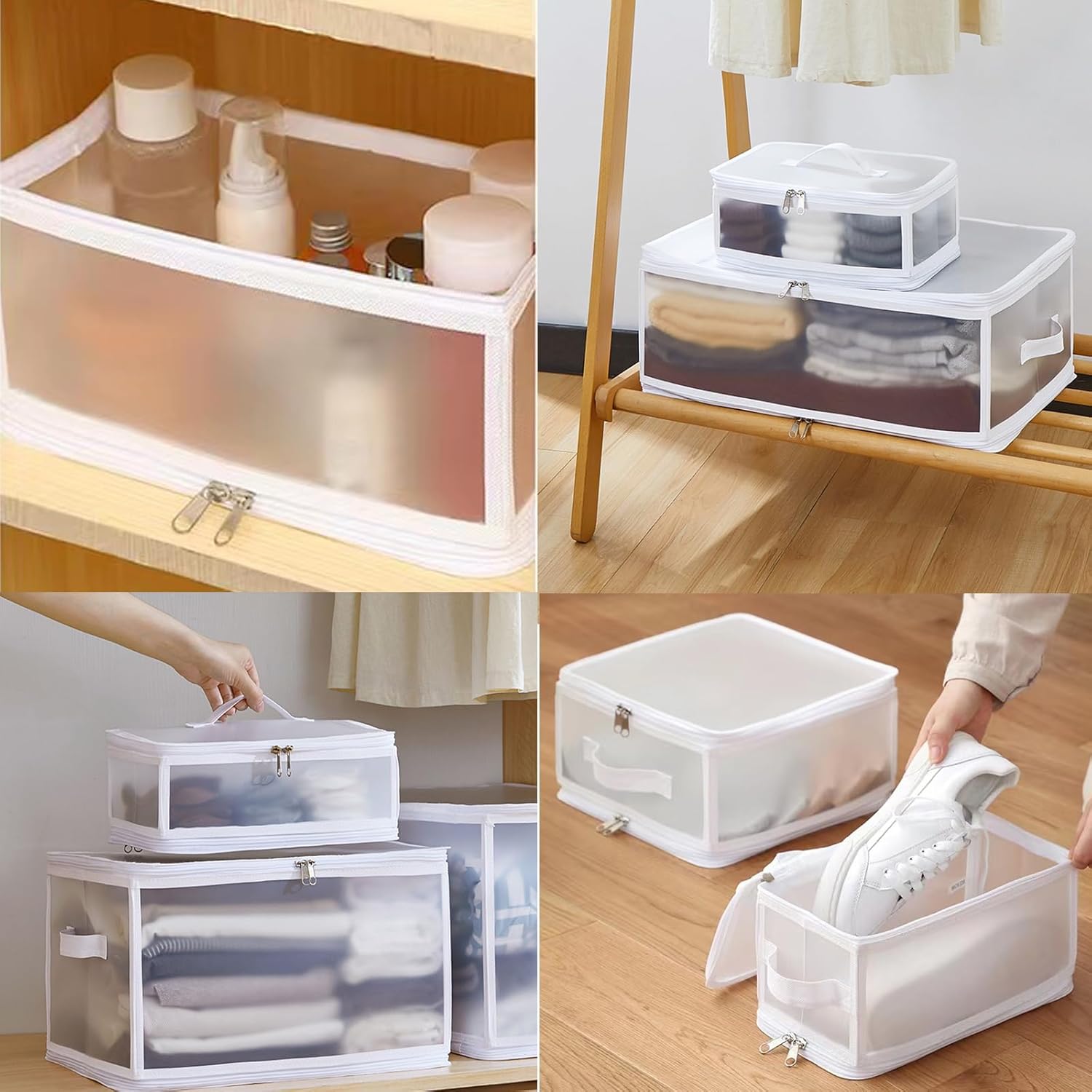 FAOSEBS – 2 Contenedores Plegables De Alacenaiento Con Tapas Con Creallera, Plástico