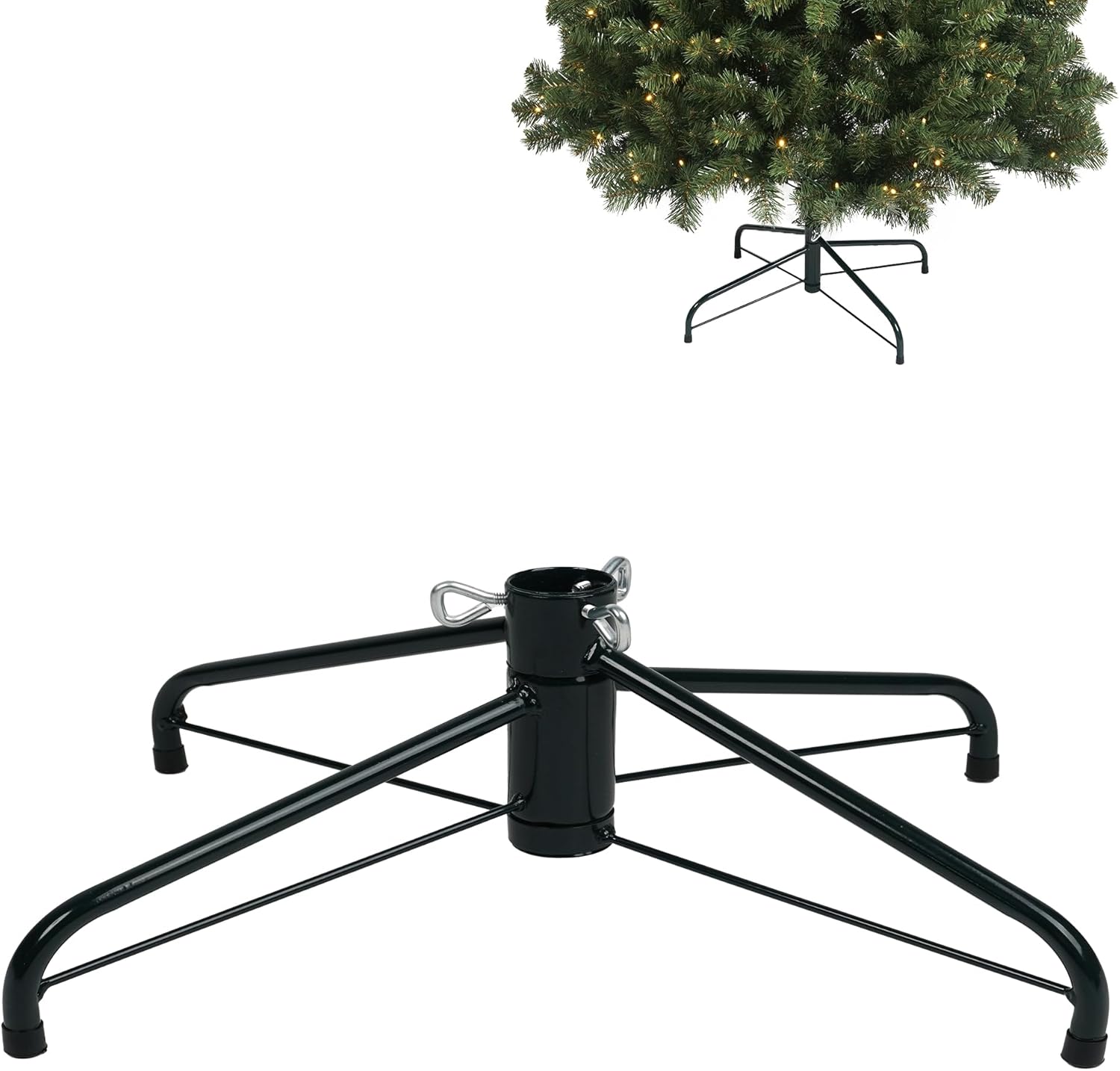 Metal Christmas Tree Stand 18 Inch Folding Xmas Tree Stand Base for 1-7.5 Ft, Replacement Tree Holder Fit Under 1.25 Inch 34mm Pole Xmas Tree 18"
