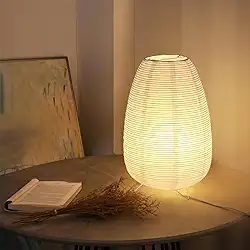 Anicompa Luminária De Mesa Papel Arroz, Japonesa Com 3 Cores, Abajur Cabeceira Estilo Wabi-Sabi, Luz Noturna Para Sala Estar/Quarto/Cabeceira (Lâmpada Incluída)