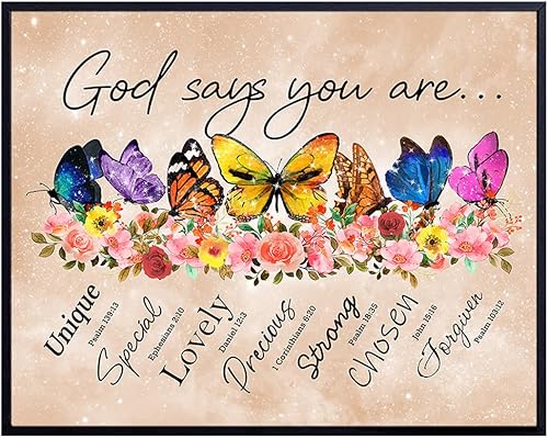 Arte de pared espiritual cristiano grande de 11 x 14 pulgadas, versículo bíblico inspirador, decoración de pared de las Escrituras para mujeres,