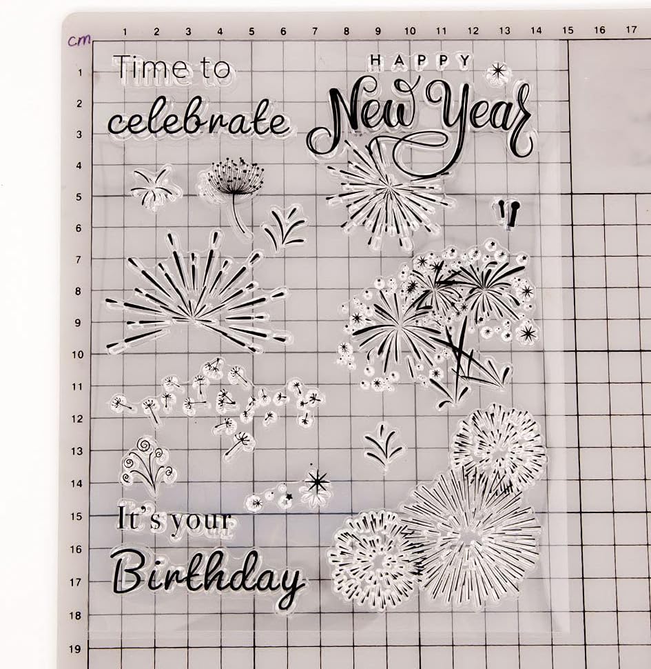Fireworks Clear Stamps for Card Making New Year Dandelion Celebrate Birthday Silicone Stamps for Journals Gift Tags Decoration and DIY Scrapbooking-A1861 image 2