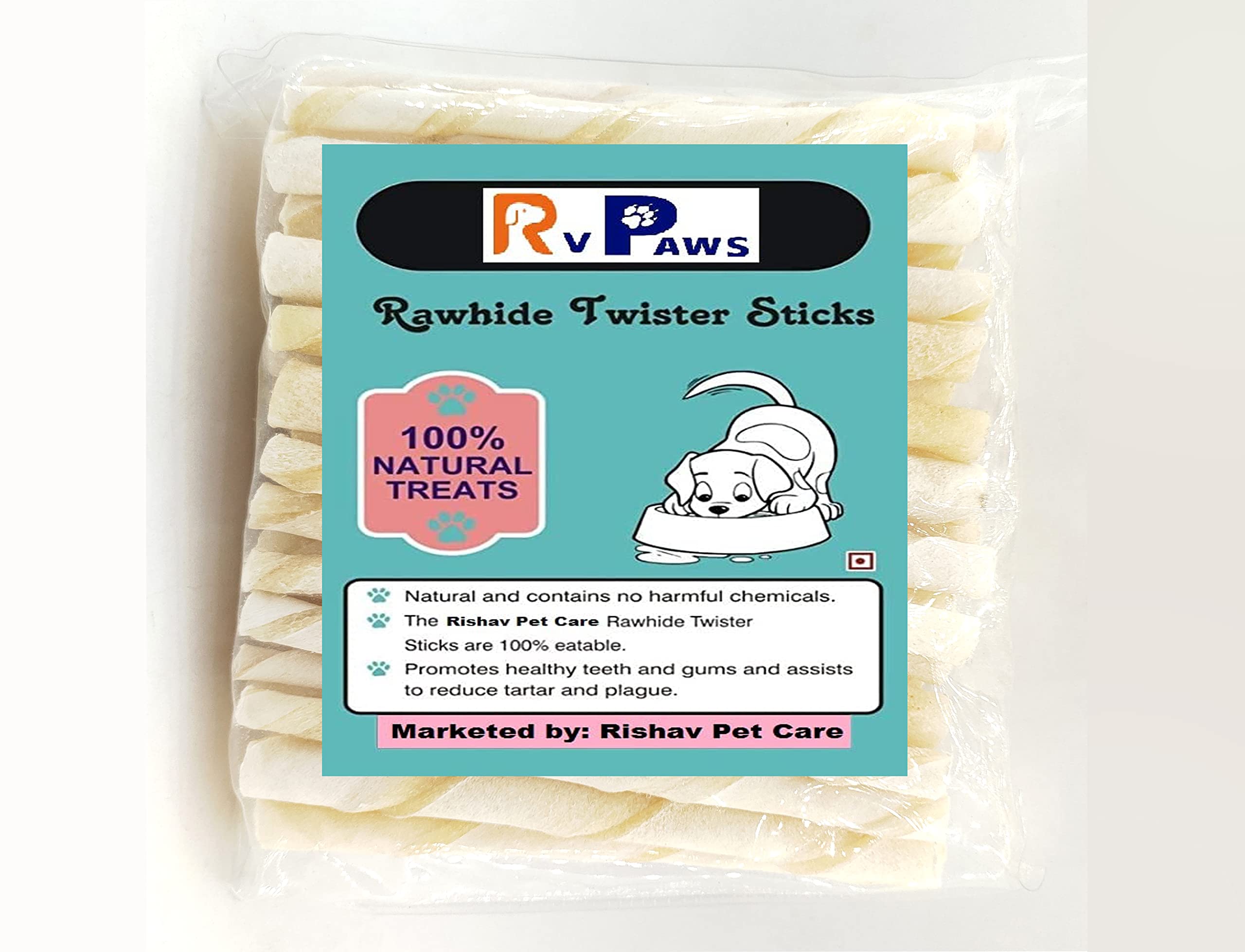 RvPaws Dogs Natural Twisted Rawhide chew Sticks | Calcium White Twisted chew Stick | Fresh & Natural Rawhide Treats for All Dogs Breeds (250 Gram) (B0BKZY2JB8) Amazon Price History, Amazon Price Tracker