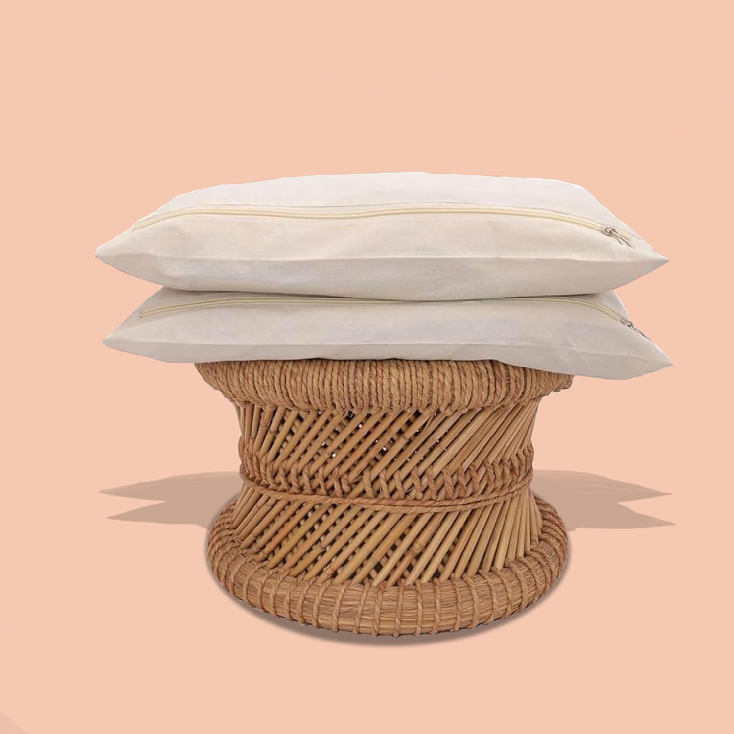 ジッパー付きコットンサリー収納バッグ &ndash; Lサイズ (16 x 14インチ) ワードローブオーガナイザーカバー 10枚セット &ndash; ピ