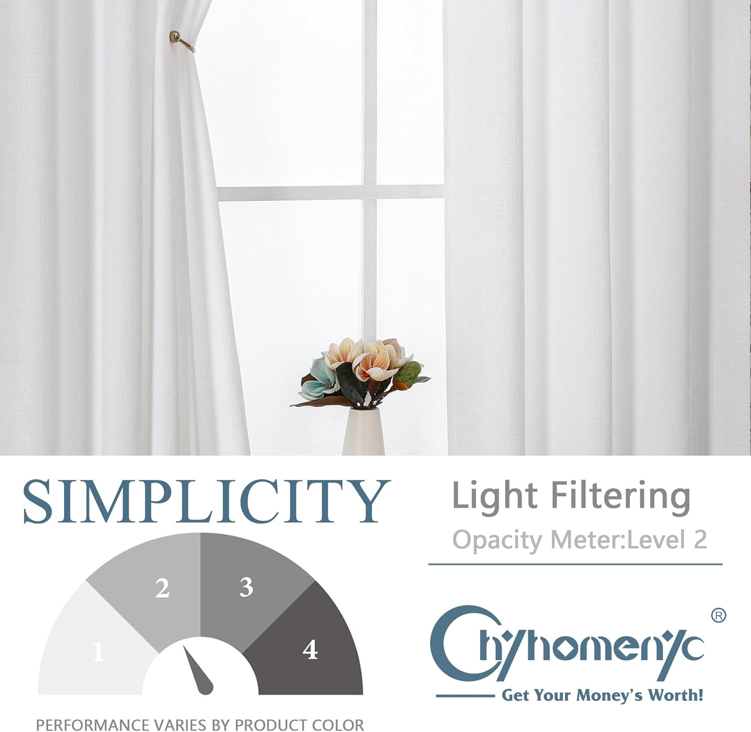 Chyhomenyc White Extra Long Curtains 120 Inch Length, Light Filtering Faux Linen Textured Soft Airy Living Room Curtains, Elegant Farmhouse Grommet Window Drapes, Each 50Wx120L, 10FT, 2PCS