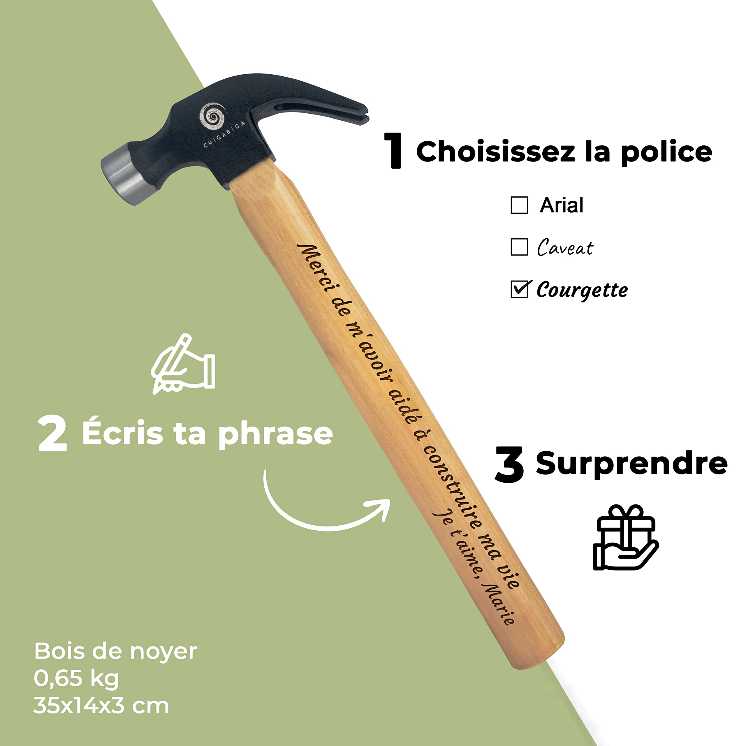 Marteau gravé PERSONNALISÉ,cadeau original pour homme,fête des pères,Noël, grand-père, petit copain,anniversaires, idée de cadeau pour la Saint-Valentin ou toute personne qui aime le bricolage.