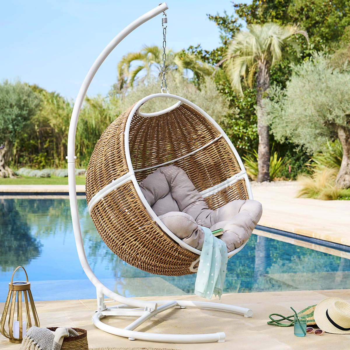 Hespéride - Base para Silla Colgante Panao, Color Blanco, Altura 210 cm, Acero Inoxidable, Carga máxima 110 kg - para jardín, terraza y balcón