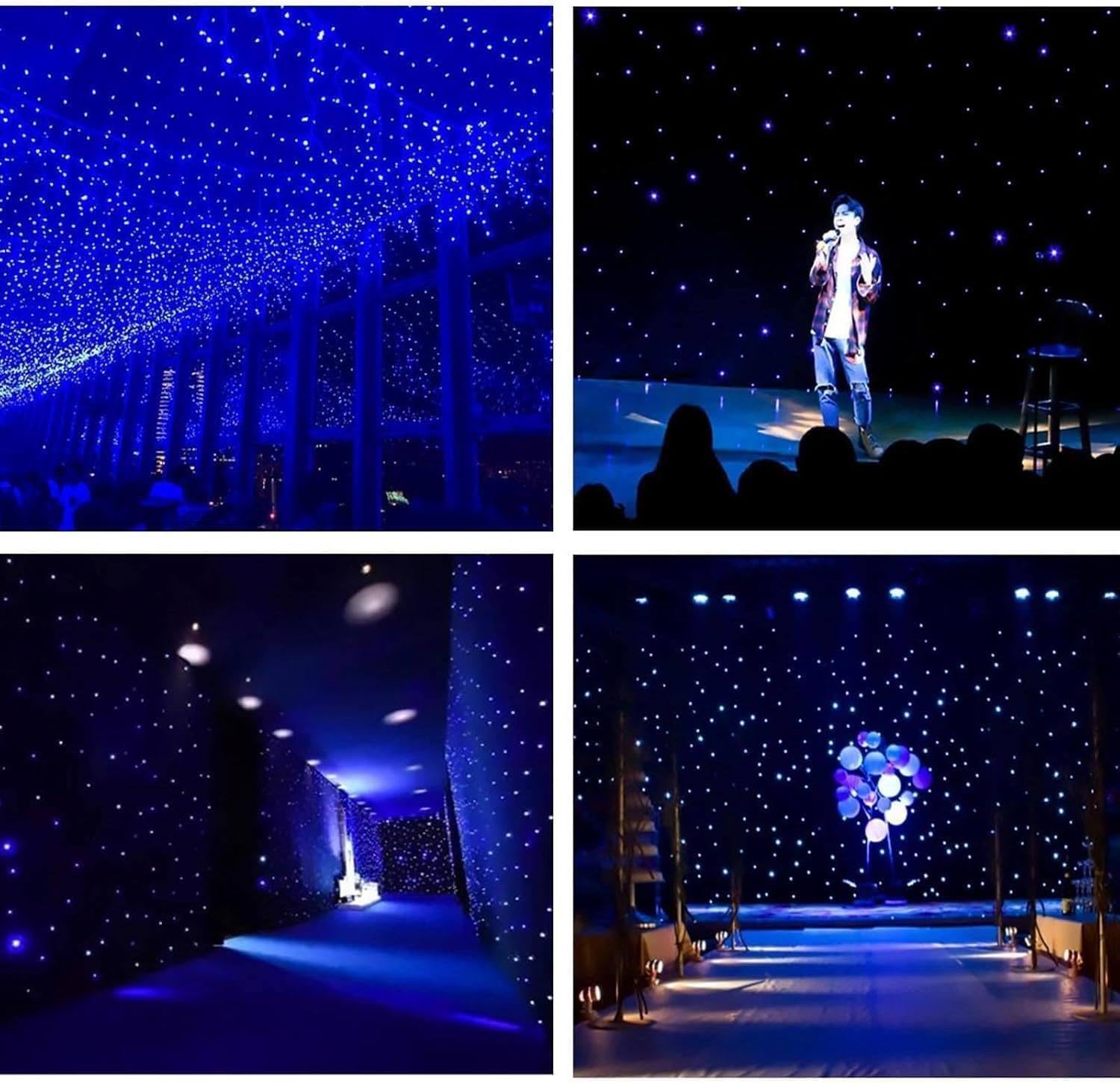 3x2m Bühnen-Sternenhintergrund (120 LED-Lampen), LED-Sternenhimmel-Hintergrundstoff, DMX-Steuerung + Fernbedienung, mit 10m Verlängerungskabel, faltbar,B