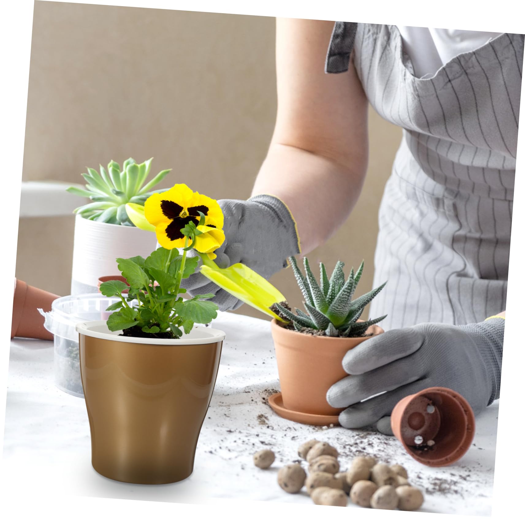 2pezzi Vaso Autoirrigante Plastica Portavaso Creativo Per Piante Con Di Riserva Design Chic Per Giardinaggio Casa Argento
