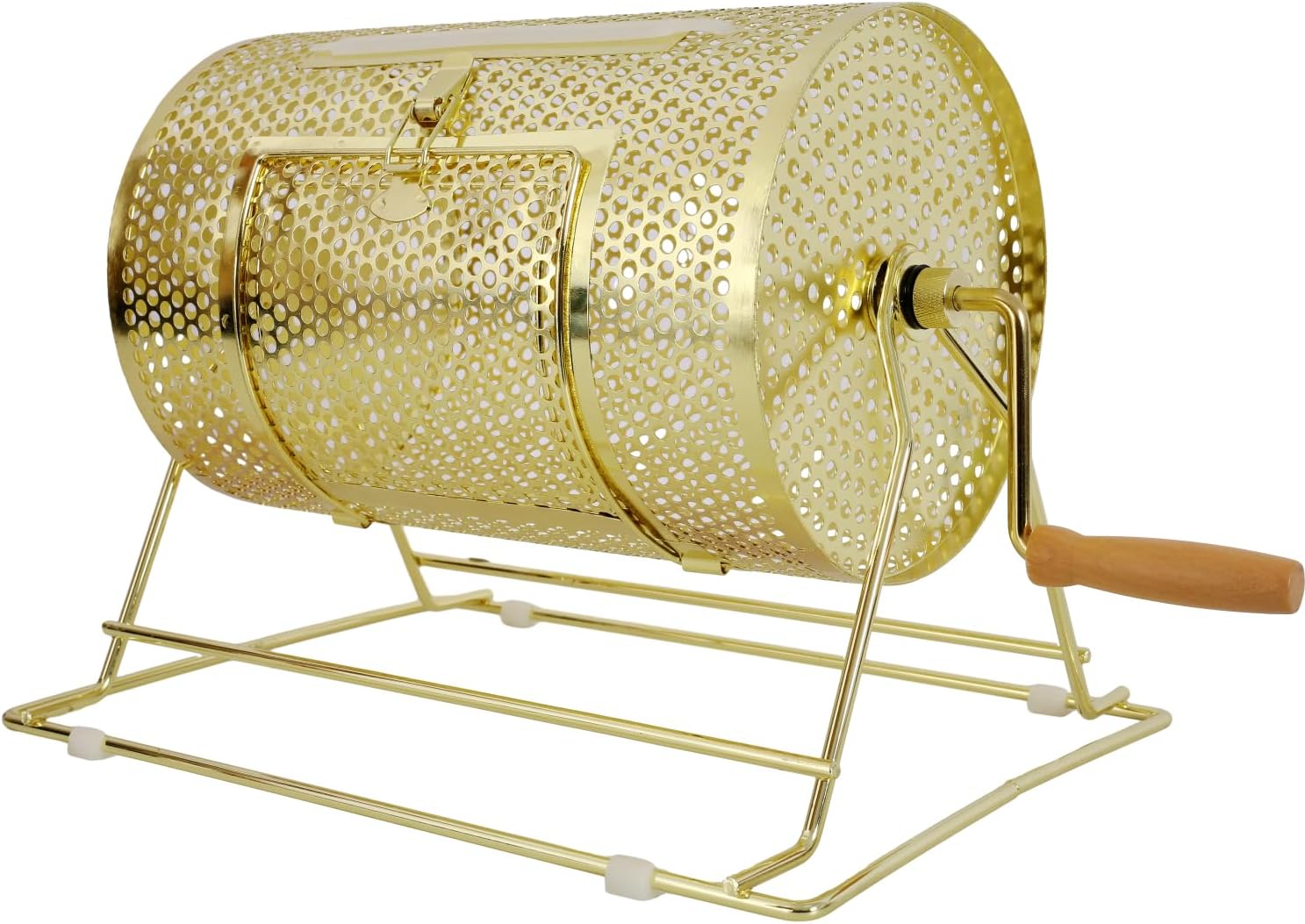 Geelife Raffle Ticket Spinner Drum with Brass Plating and Wooden Handle for Events