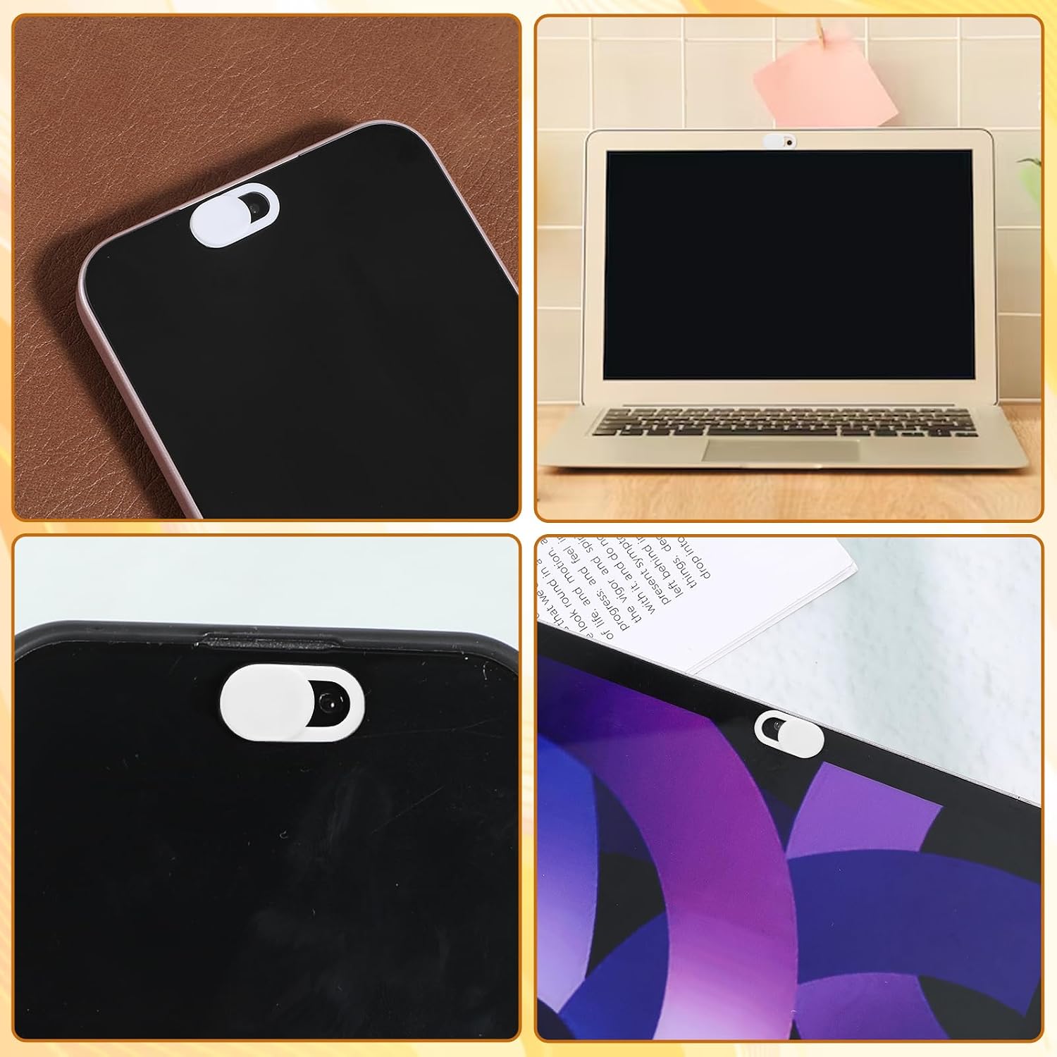 50 Pcs White Webcam Cover Slide, 0.023 Inch Ultra-Thin Universal Camera Privacy Cover White Camera Covers Slide for Phone Laptop Computer