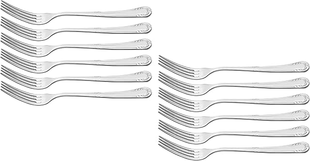 Otto Koning - Anna  Set of 12 Stainless Steel Forks, Table Forks with Mirror Polished Finish, Dinner Forks Set of 12 Pieces. Classic and Elegant Design.