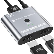 HDMI 2.1 Switch 16K/8K@120Hz/4K@240Hz - HDMI Switch 2 in 1 Out/HDMI Switch 1 in 2 Out, HDMI Splitter with VRR HDR10+ Dolby Atmos, 48Gbps HDMI Switcher for PS5/4 Xbox Switch 2 Roku Firestick Apple TV