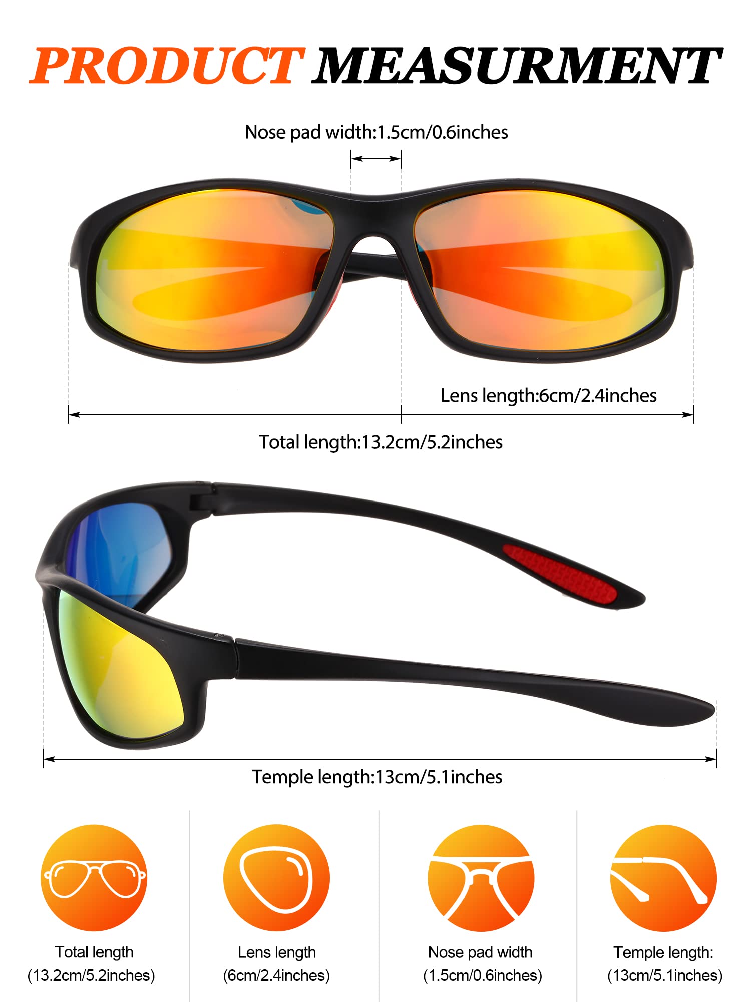 Treela 3 Pairs Polarized Sport Sunglasses UV Protection Sports Sun Glasses Driving Cycling Fishing Sunglasses for Men (Red, Blue, Black)