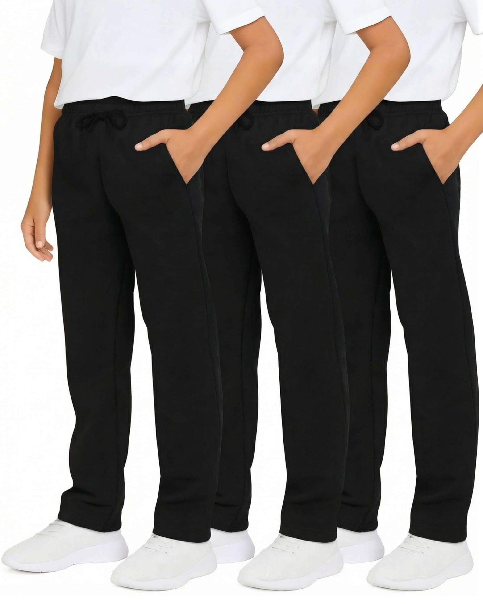 3 Pack: Boys' Tech Fleece Open Bottom Sweatpants with Pockets (Size 6-24)