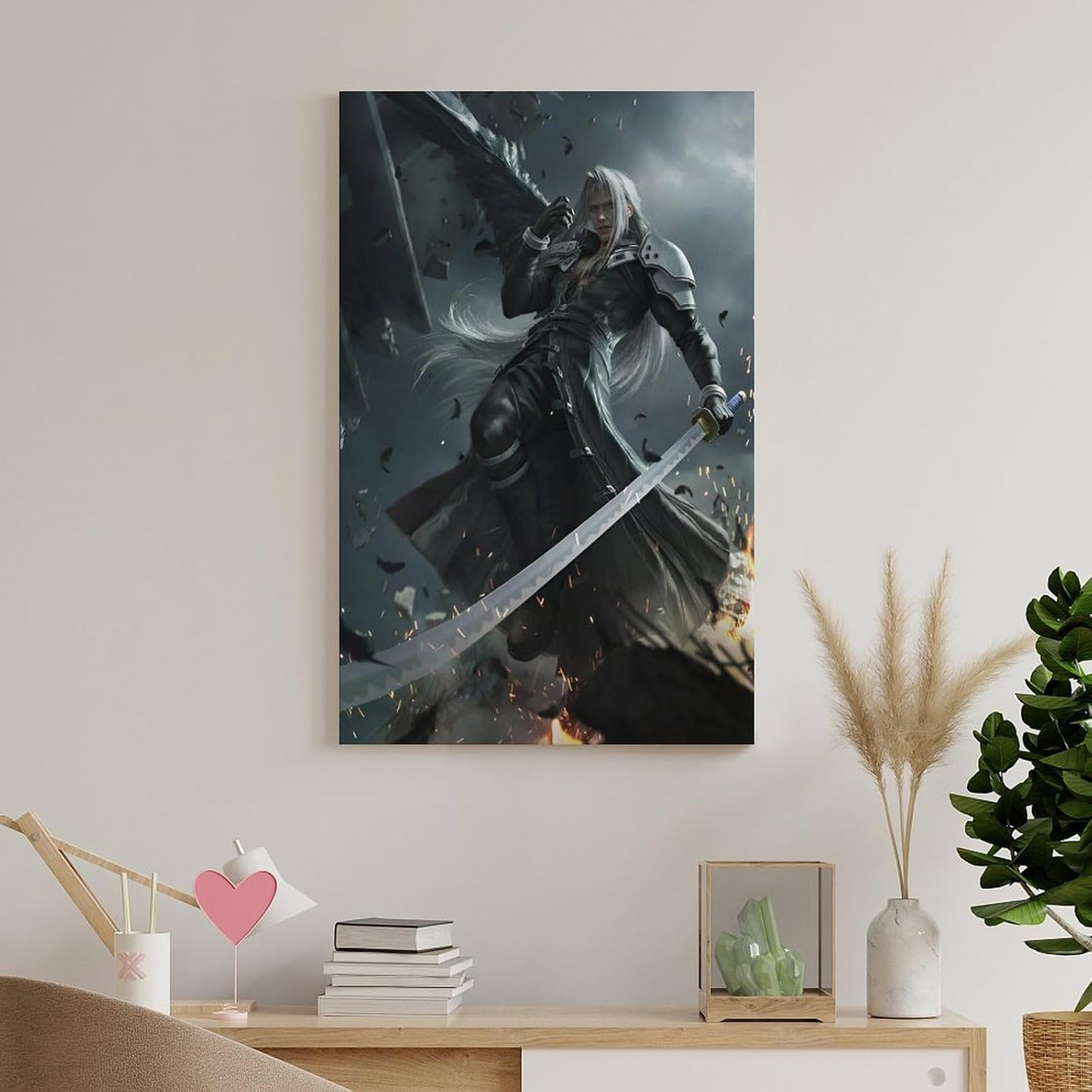 Thcbme Final Fan-tasy 7 Remake Sephiroth Poster Decorative Painting Bathroom Decor Living Room Canvas Wall Art UnFramed-2,20x30inch(50x75cm)