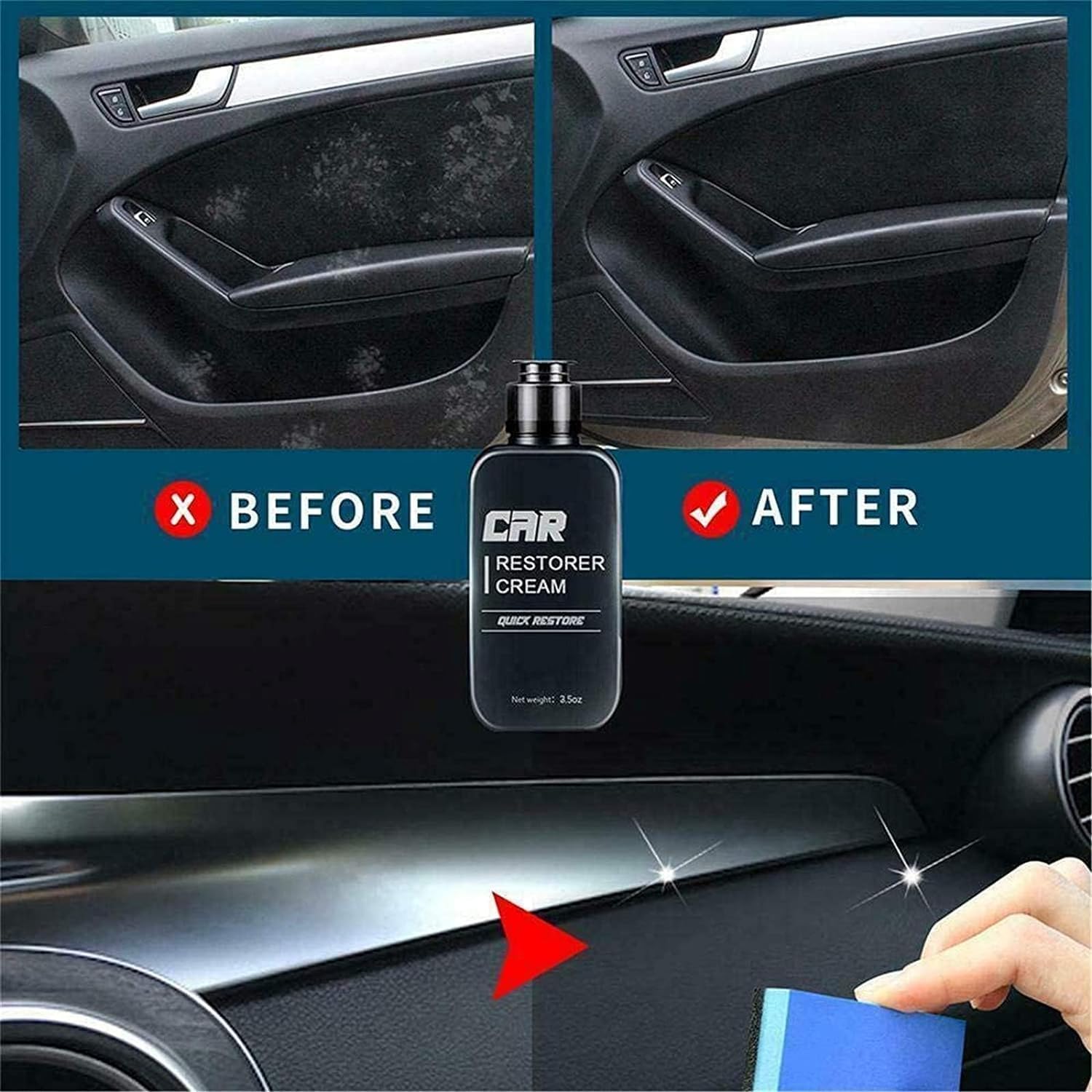 Generic Restaurador De Plásticos para Auto, Buhocolor Restaurador, Crema Restauradora De Autos, Restaurador De Partes Negras para Carro, Plastic Restorer for Cars with Sponge (2)