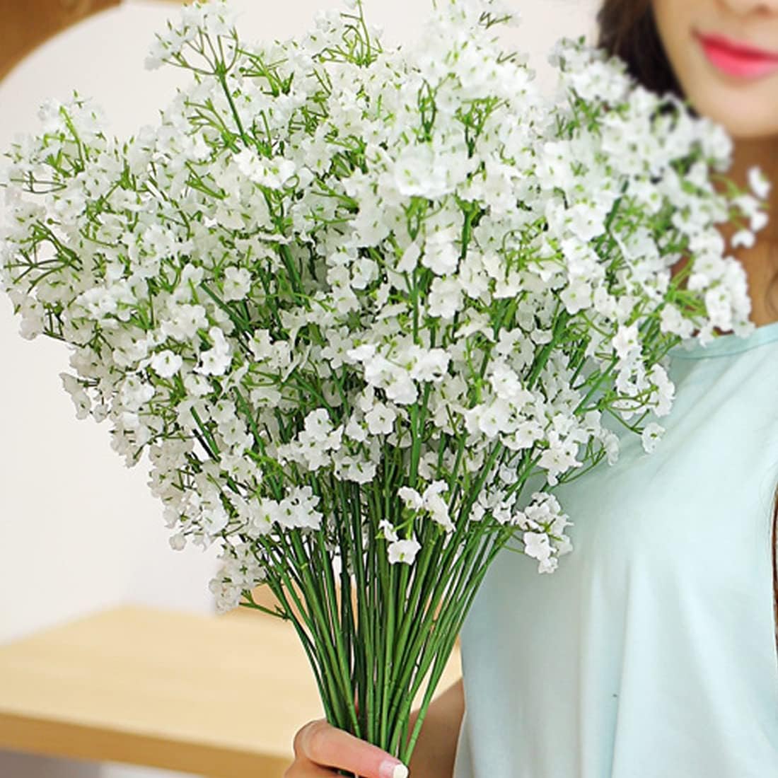 Bringsine Baby Breath Gypsophila White Fake Artificial Flowers for Arrangements DIY, Wedding Bridal Bouquets, Centerpieces Party Home Decorations- 20 Pieces/Pack