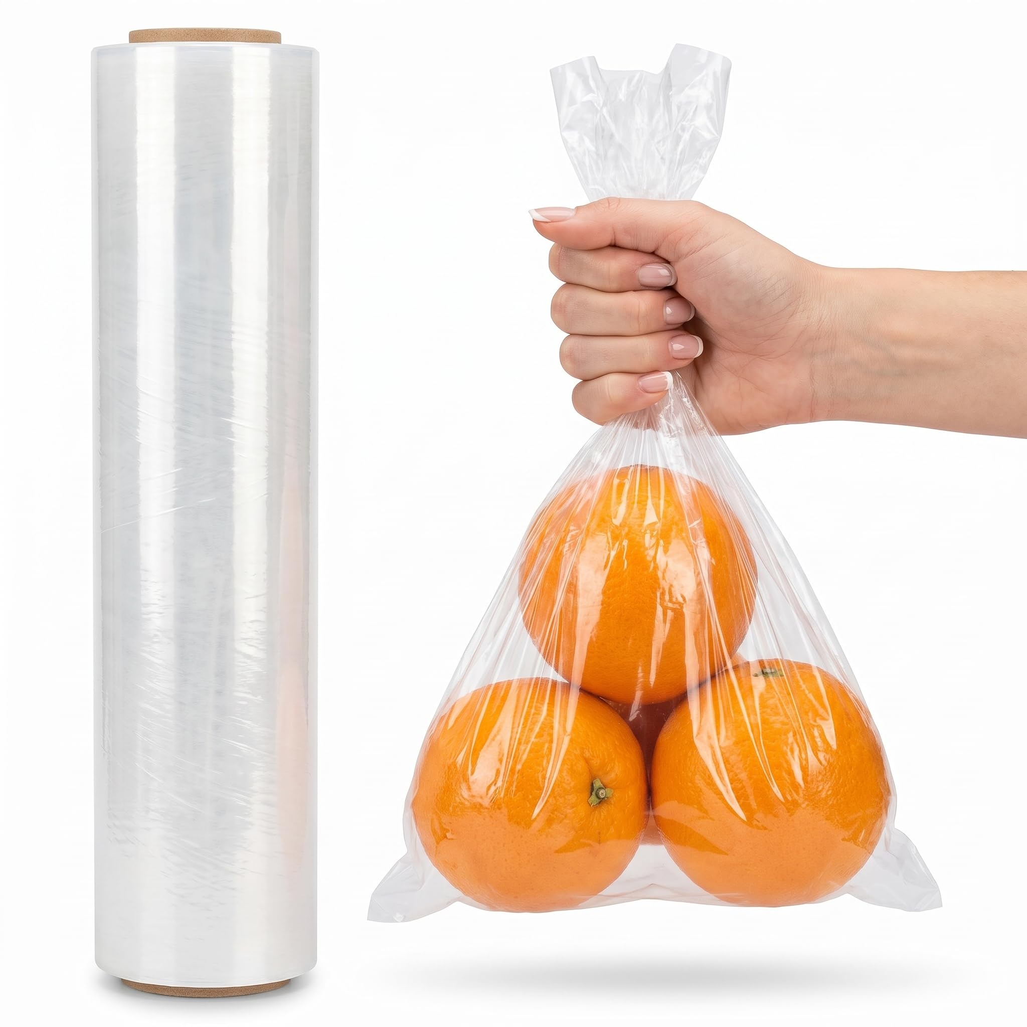 200 Clear Freezer Bags, Sandwich Bags, Fruit and Vegetable Storage, Fresher for Longer Bags, Food Bags on a Roll