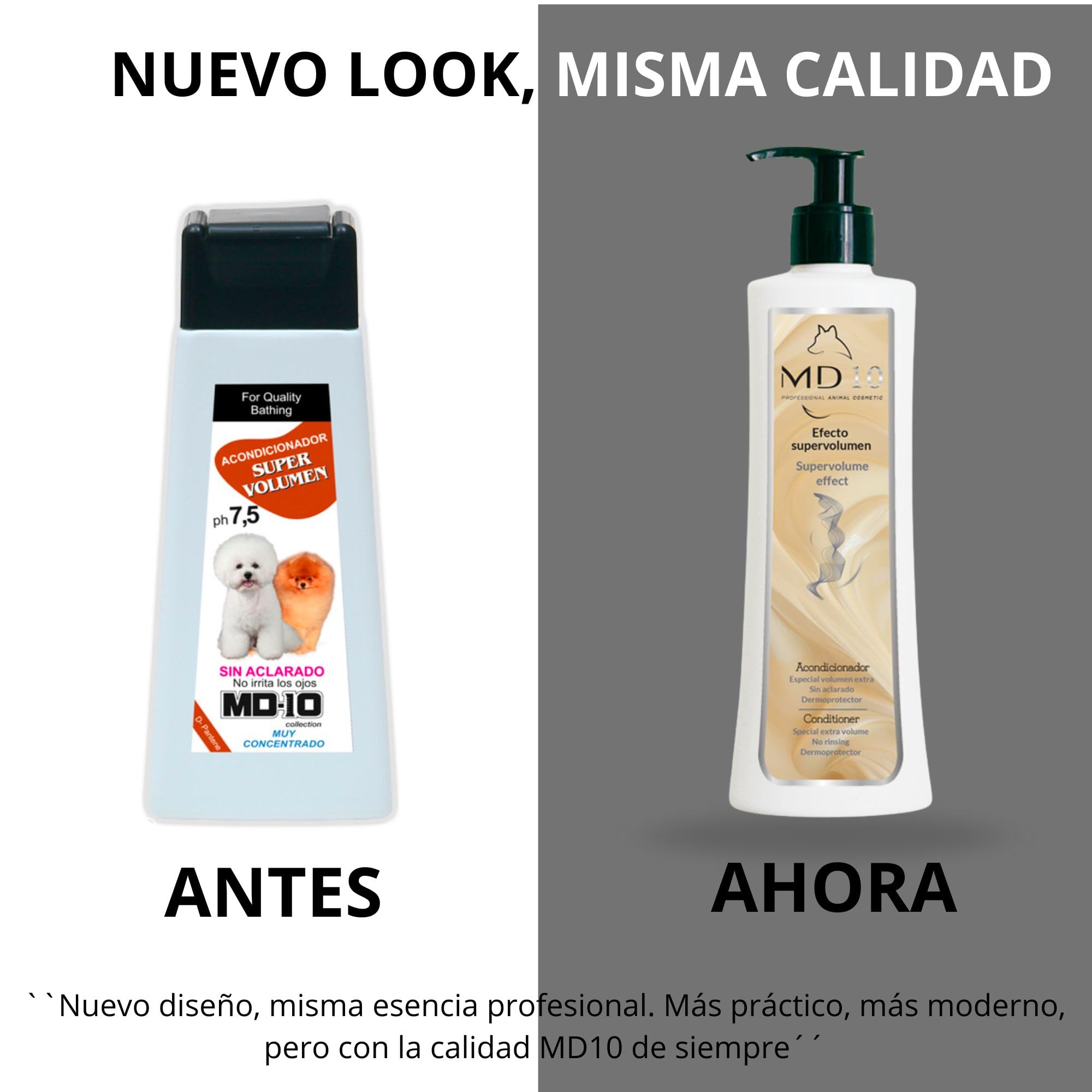 Acondicionador Perros Súper Volumen - Efecto Burbuja Flotante - Hidratante y Dermoprotector Vitamina D-Pantenol - Desenredante Pelo Perros Quita Nudos - Sin Aclarado - 300 ml - MD10 Collection