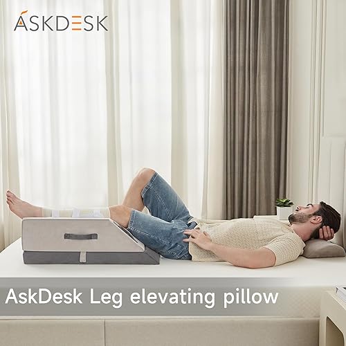 Miniatura 7 de Almohada elevadora de piernas, almohada de apoyo ajustable de 3 alturas, almohada de cuña para después de la cirugía o el descanso, almohada de