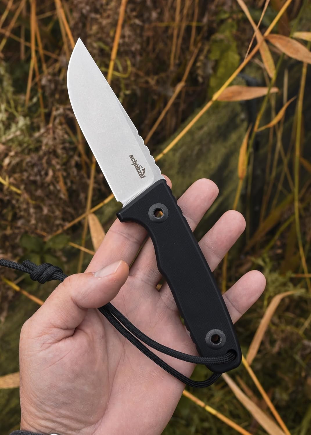 SCHNITZEL TRI - Outdoor Knife with Kydex Sheath and Dangler Carrying System – Bushcraft-Knife, Outdoor, Leisure, Adult (Black)