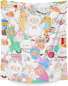 Blanket for Girl Women - 60x80 Inches Cute Llama Throw Gifts - Colorful Soft Fuzzy Blankets for Bed, Couch & Living Room
