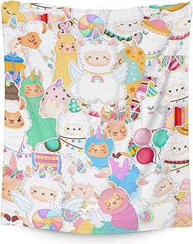Blanket for Girl Women - 60x80 Inches Cute Llama Throw Gifts - Colorful Soft Fuzzy Blankets for Bed, Couch & Living Room