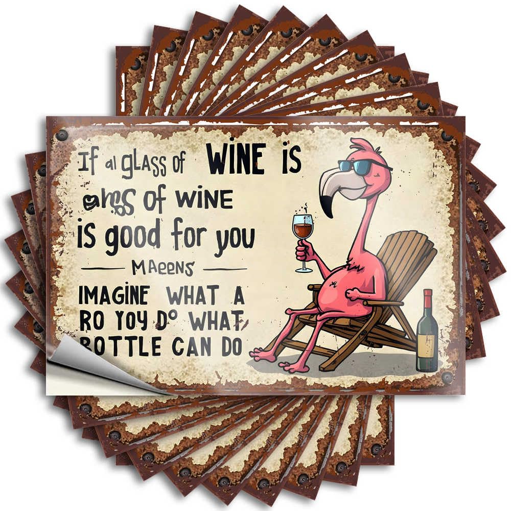 Sticker Sets | Autumn Bumper Flamingo Relaxing with Wine: A Humorous Take On Alcohol Benefits for Texas(12X18CM)