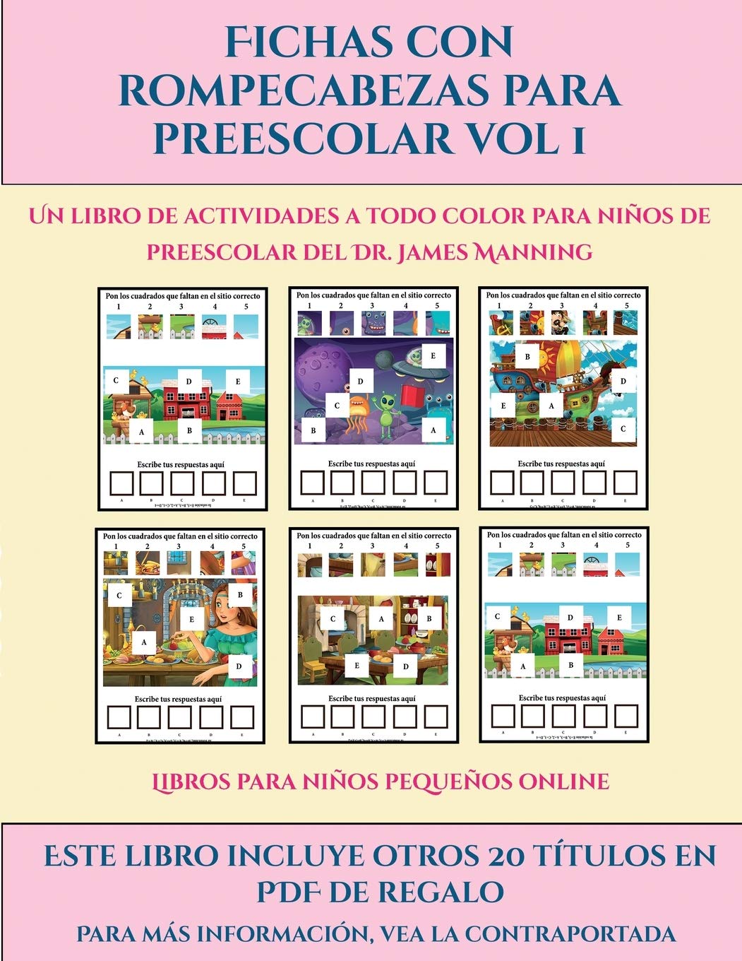 Libros para niños pequeños online (Fichas con rompecabezas para preescolar Vol 1): Este libro contiene 30 fichas con actividades a todo color para niños de 4 a 5 años