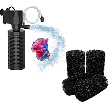 320GPH Aquarium Filter & 4-Pack Sponge Bundle for 20-50 Gallon Tank