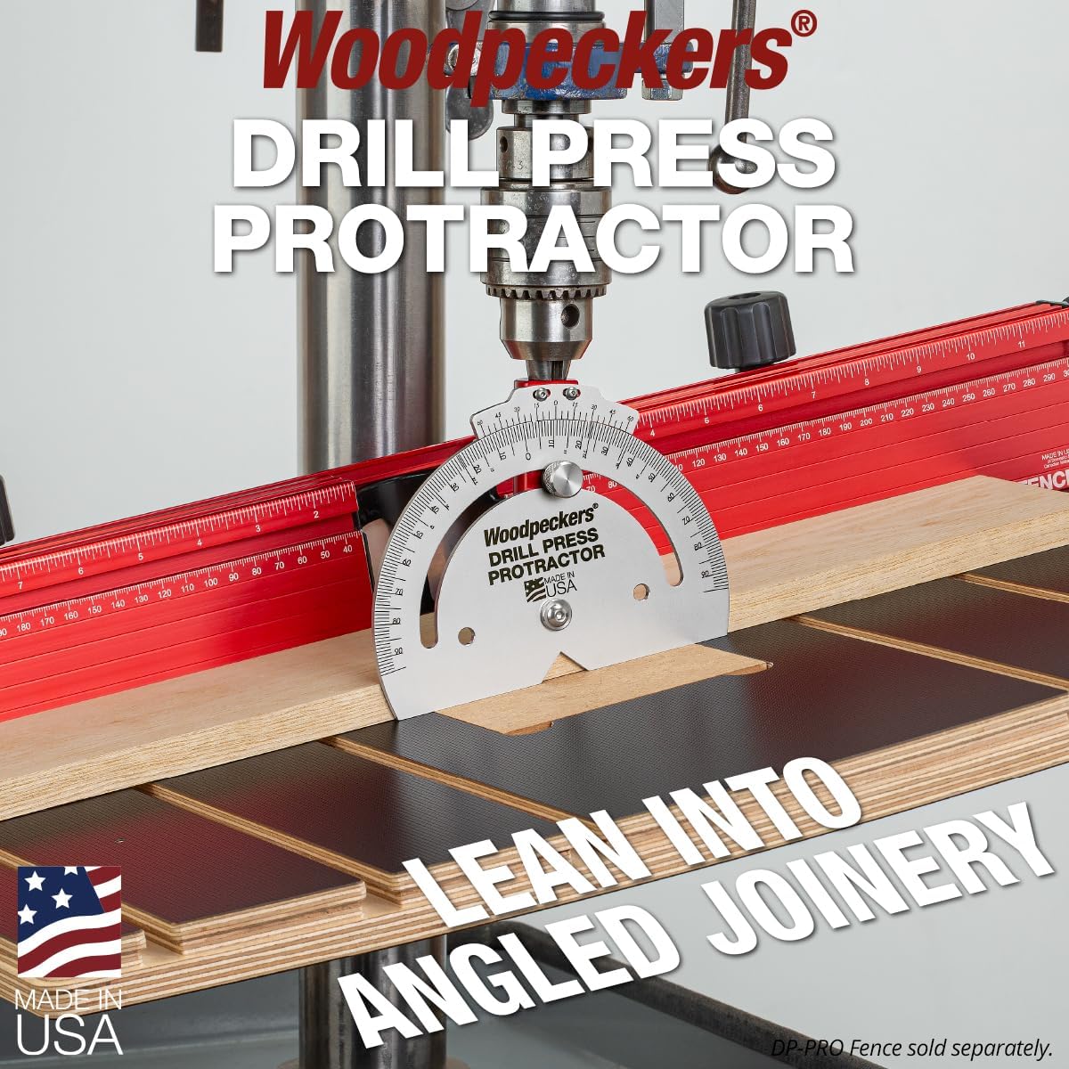 Woodpeckers Drill Press Protractor, Set Angles Quickly & Accurately on Drilling Table & Band Saw, USA Made Drill Press Accessory - DPP