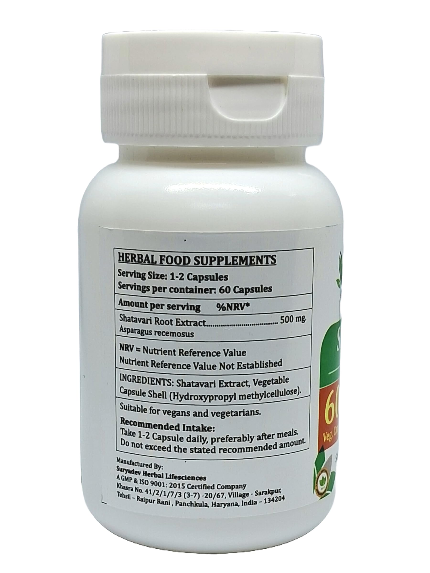 Asparagus Racemosus (Shatavari) Extract Capsules | Highest Potency, 100% Herbal Product | Pack of 60 X 500 mg. Veg. Capsules (Pack of 1 Bottle) — Amazon image 2