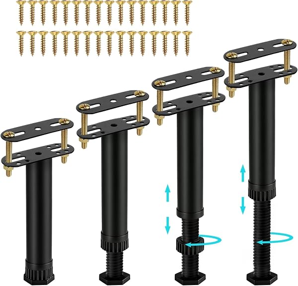COEWUR 4 Pezzi Piedini per Letto in Metallo Piedi Letto Regolabili in Altezza 18-30 cm Piedi per Rete a Doghe Piedini per Mobili Regolabili per Gambe per Lettos Mobili Divano - 1