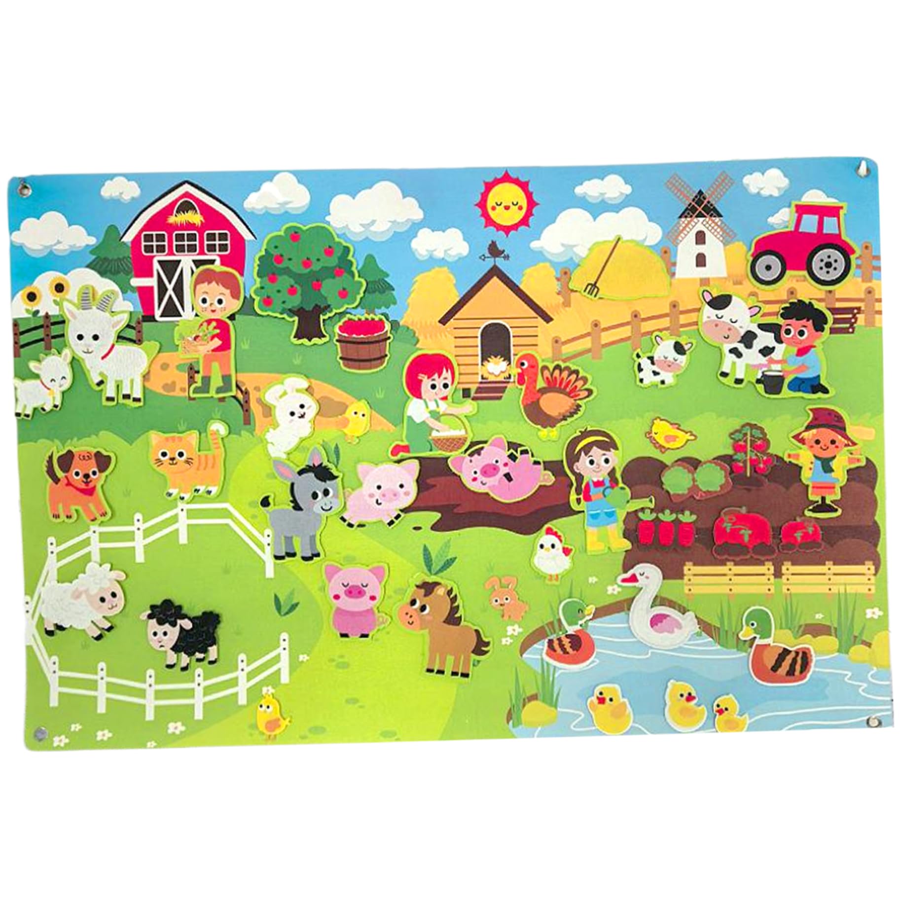 Juegos de cuentos de tablero de fieltro, tablero de fieltro de animales de granja de 41 x 30 pulgadas para niños pequeños Actividades de pared de aprendizaje temprano para niños pequeños Colgante i